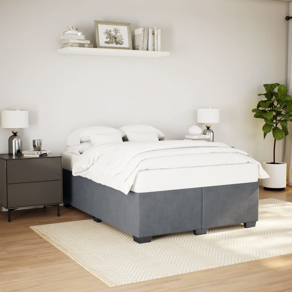Bedframe zonder matras 140x200 cm fluweel donkergrijs – afbeelding 1