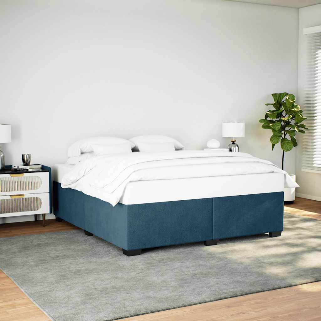 Bedframe fluweel blauw 180x200 cm – afbeelding 1