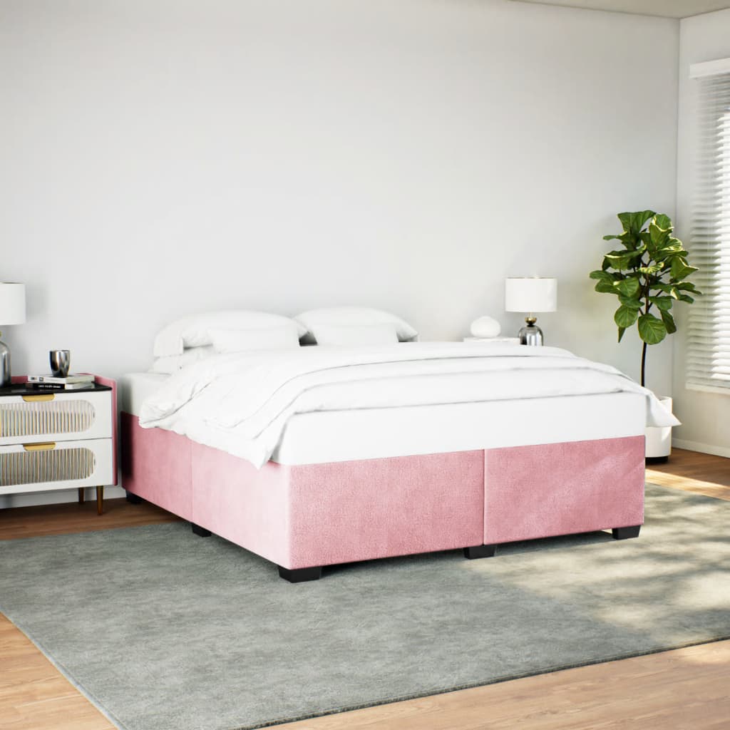 Bedframe fluweel roze 180x200 cm – afbeelding 1