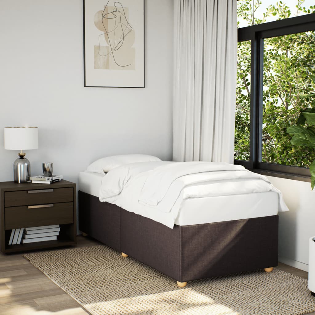 Bedframe zonder matras 100x200 cm stof donkerbruin – afbeelding 1