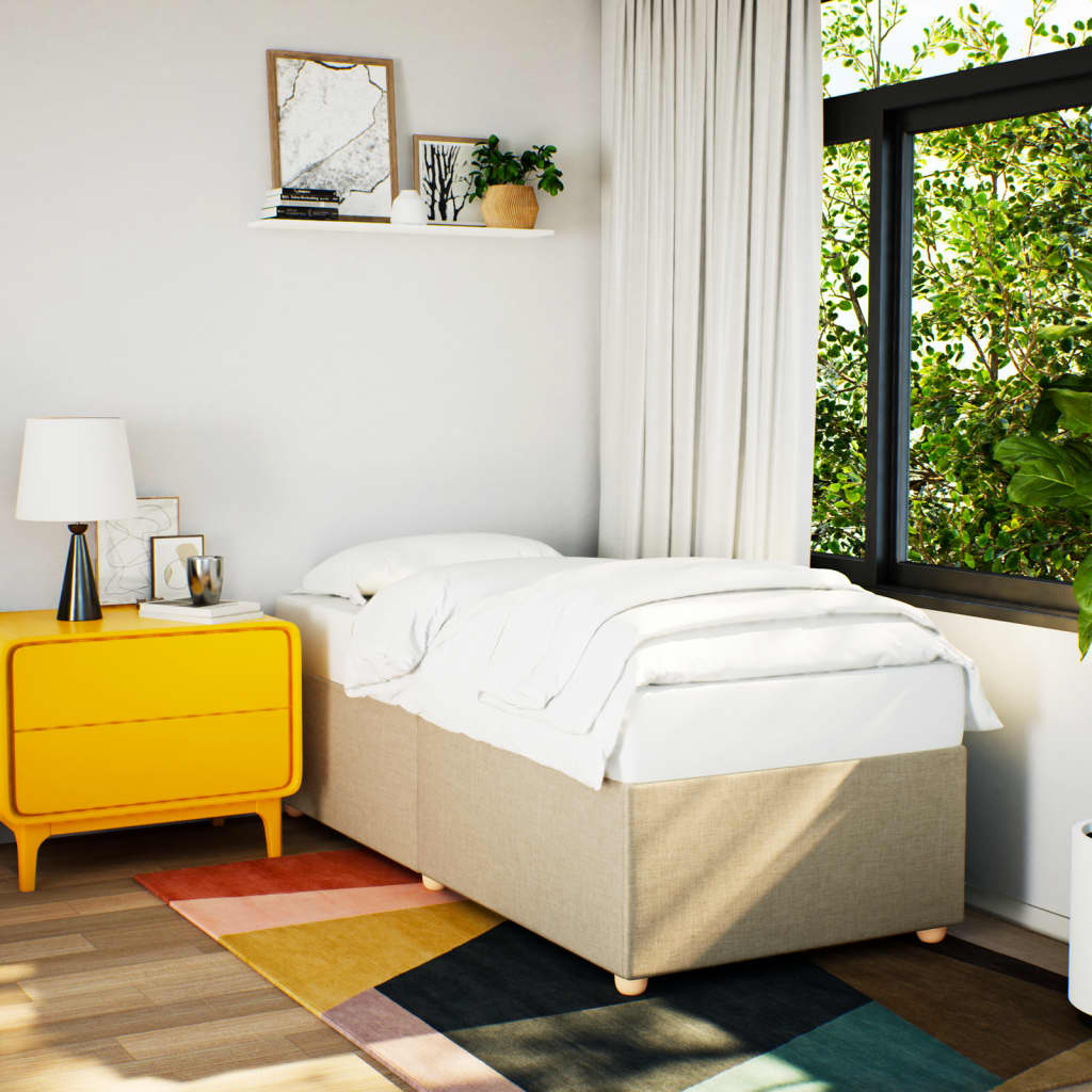 Bedframe zonder matras 100x200 cm stof crèmekleurig – afbeelding 1