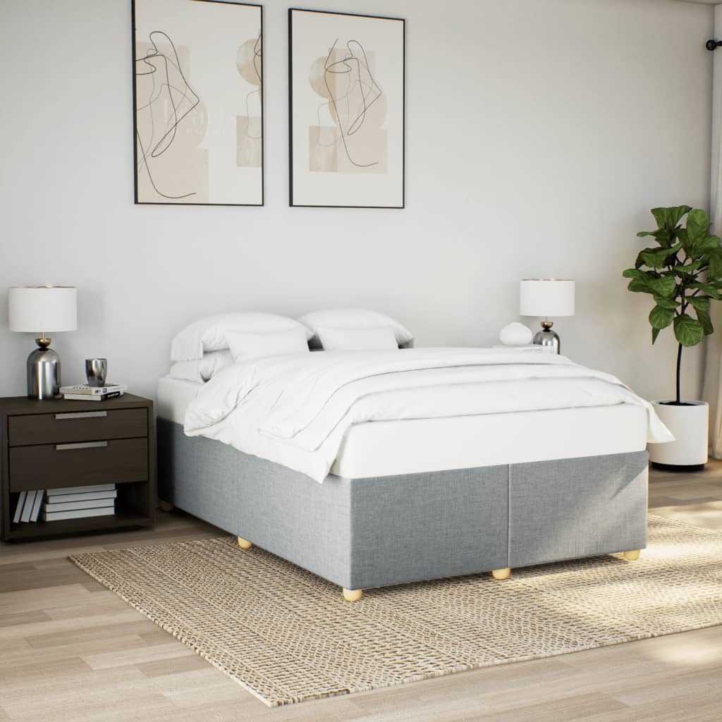 Bedframe zonder matras stof lichtgrijs 140x190 cm – afbeelding 1