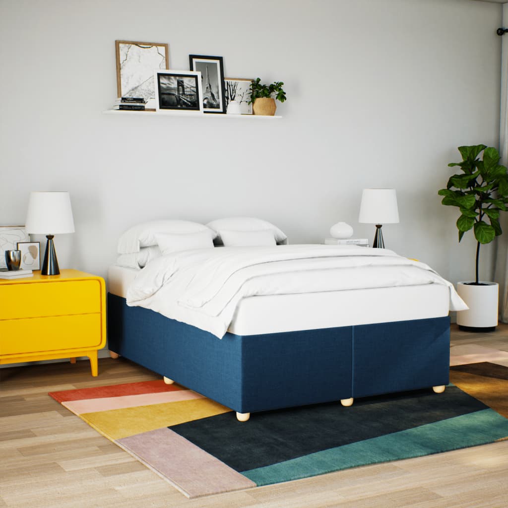 Bedframe zonder matras stof blauw 140x190 cm – afbeelding 1