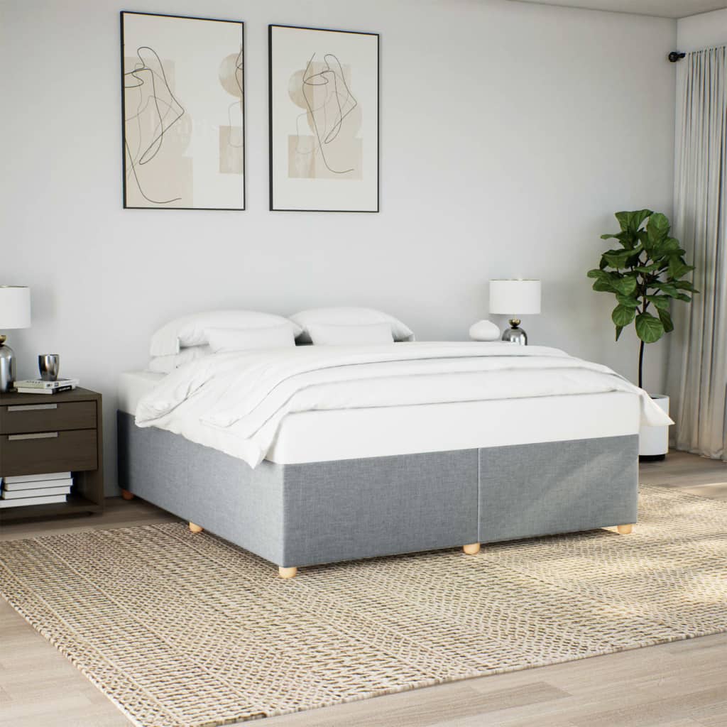 Bedframe zonder matras stof lichtgrijs 200x200 cm – afbeelding 1