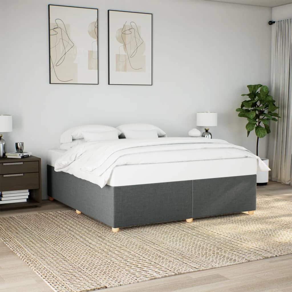 Bedframe zonder matras stof donkergrijs 200x200 cm – afbeelding 1