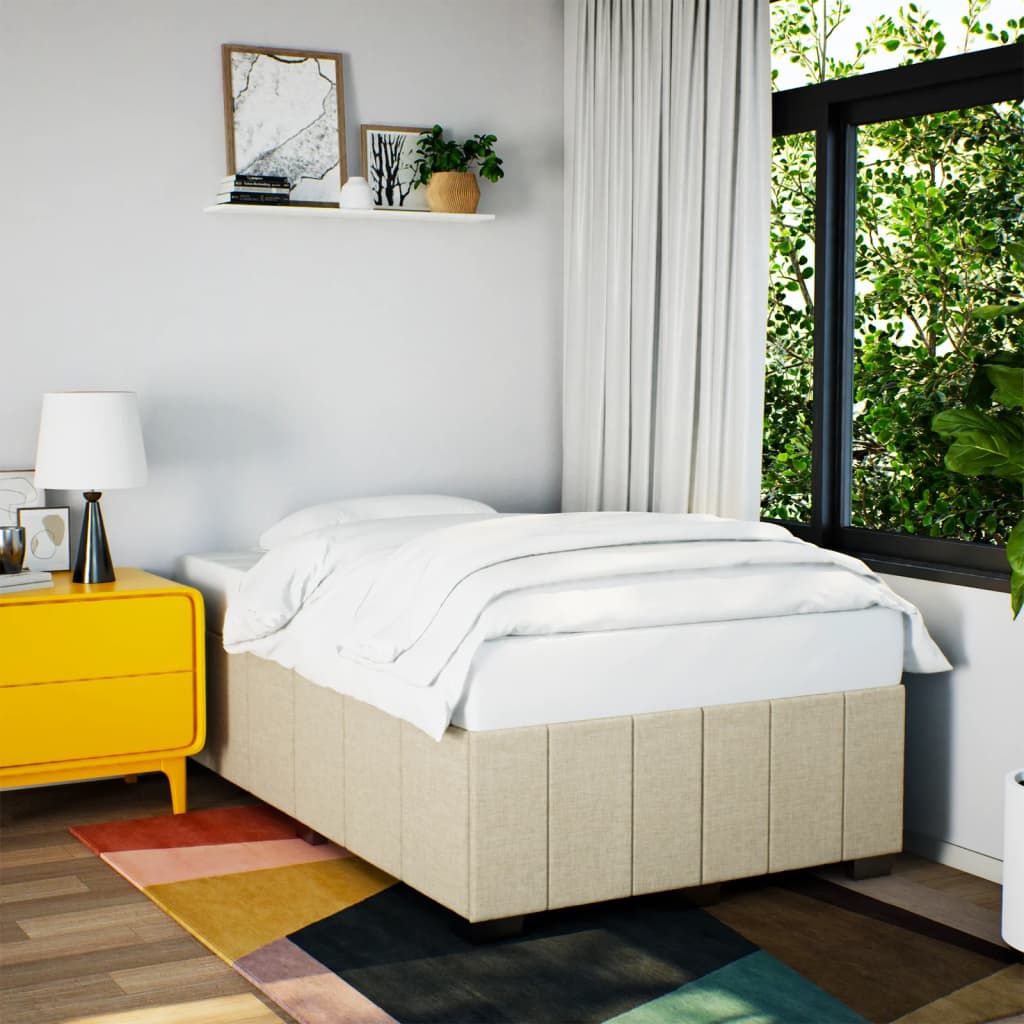 Bedframe zonder matras 120x200 cm stof crèmekleurig – afbeelding 1
