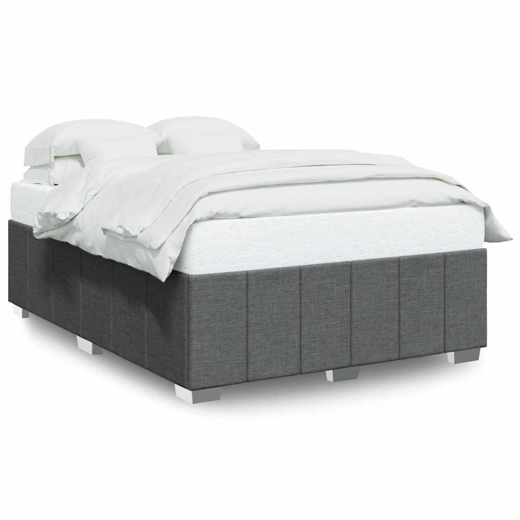 Bedframe zonder matras stof donkergrijs 140x190 cm – afbeelding 1