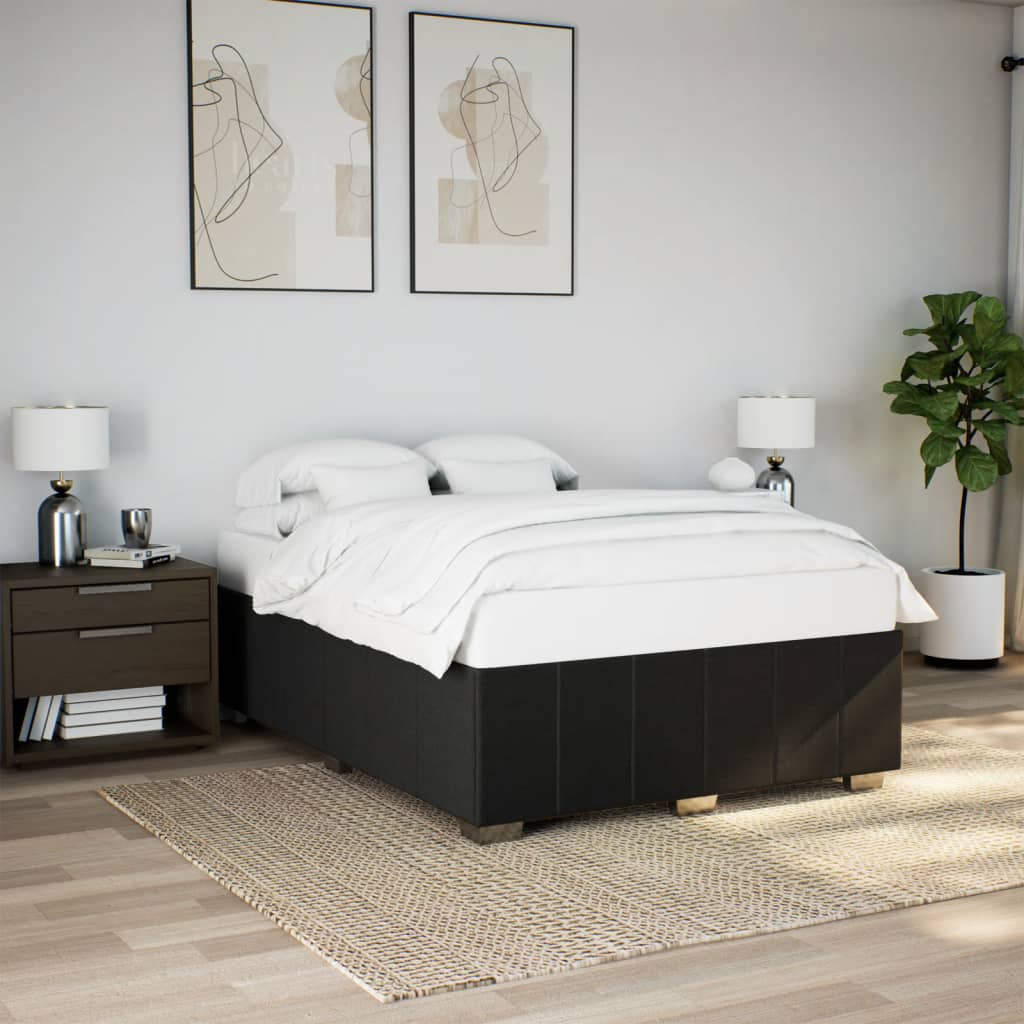 Bedframe zonder matras stof zwart 140x190 cm – afbeelding 1