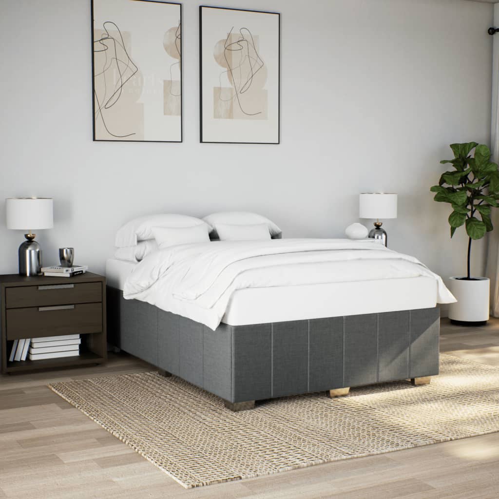 Bedframe zonder matras stof donkergrijs 140x200 cm – afbeelding 1