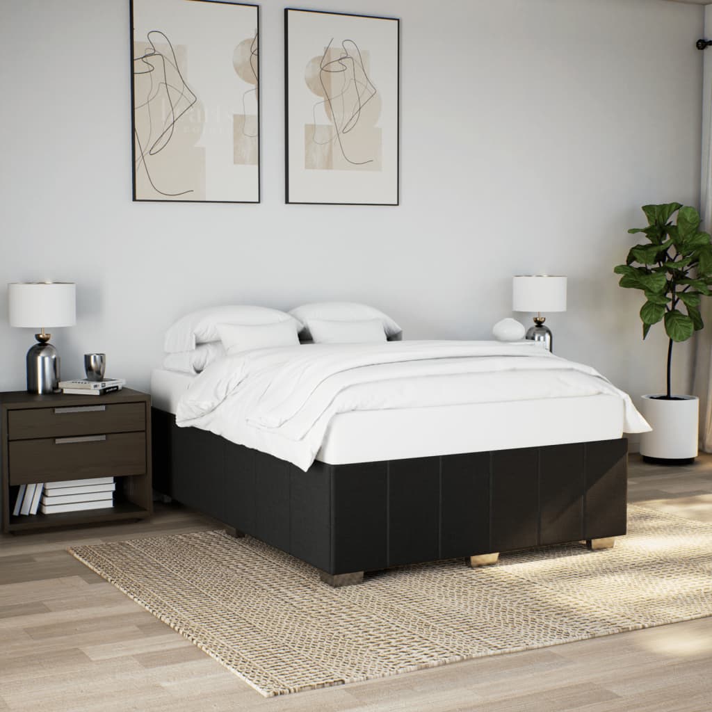Bedframe zonder matras stof zwart 140x200 cm – afbeelding 1