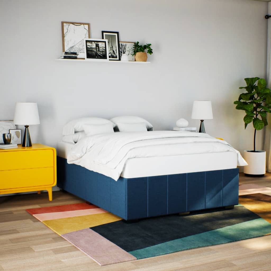 Bedframe zonder matras stof blauw 140x200 cm – afbeelding 1