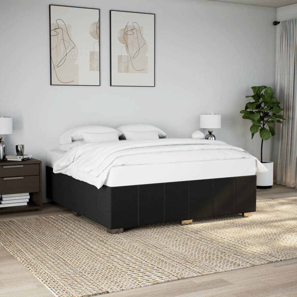 Bedframe zonder matras stof zwart 180x200 cm – afbeelding 1