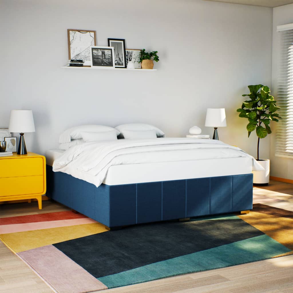 Bedframe zonder matras stof blauw 200x200 cm – afbeelding 1
