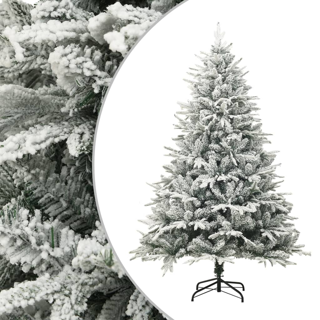 Kunstkerstboom met sneeuwvlokken 240 cm PVC en PE groen