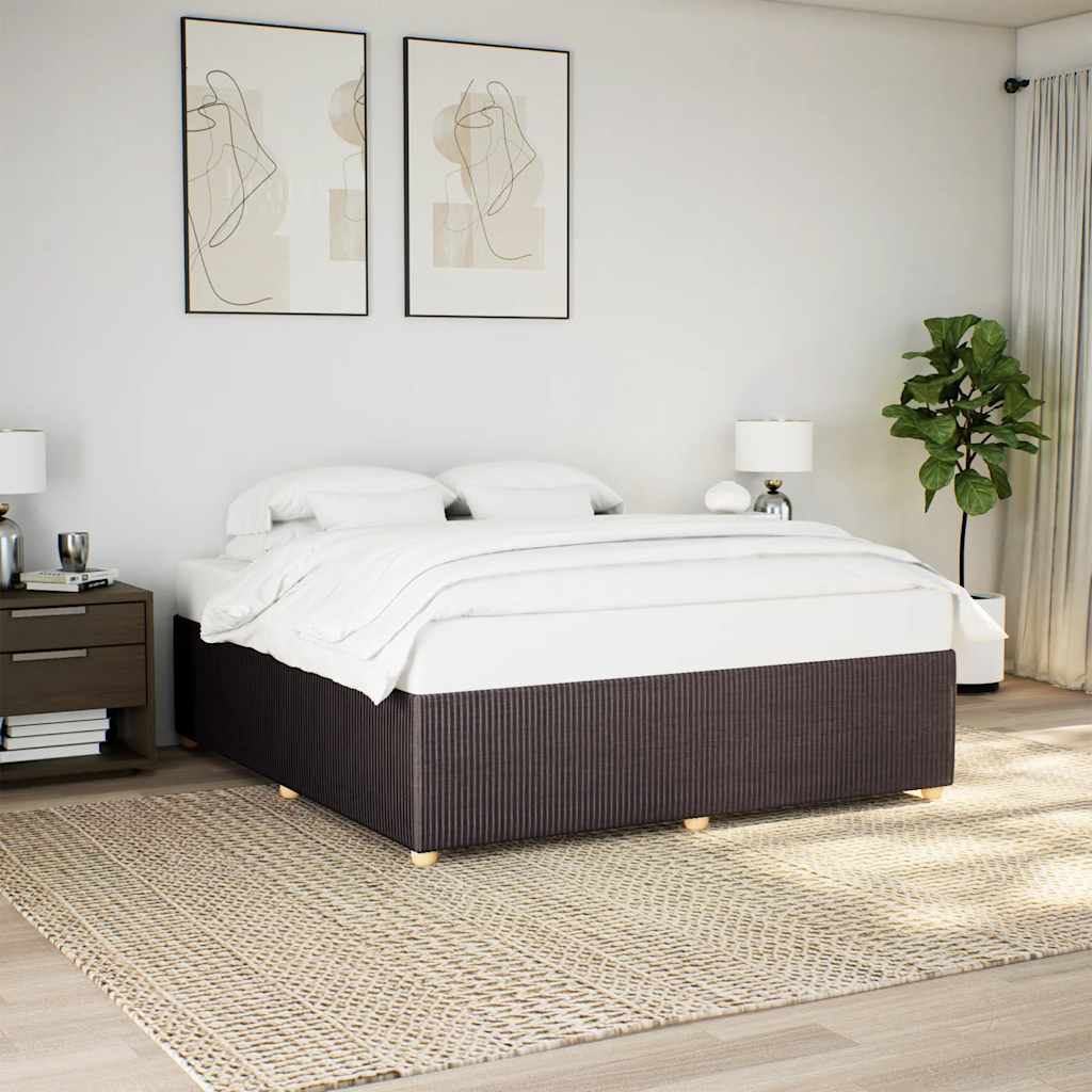 Bedframe zonder matras stof donkerbruin 200x200 cm – afbeelding 1