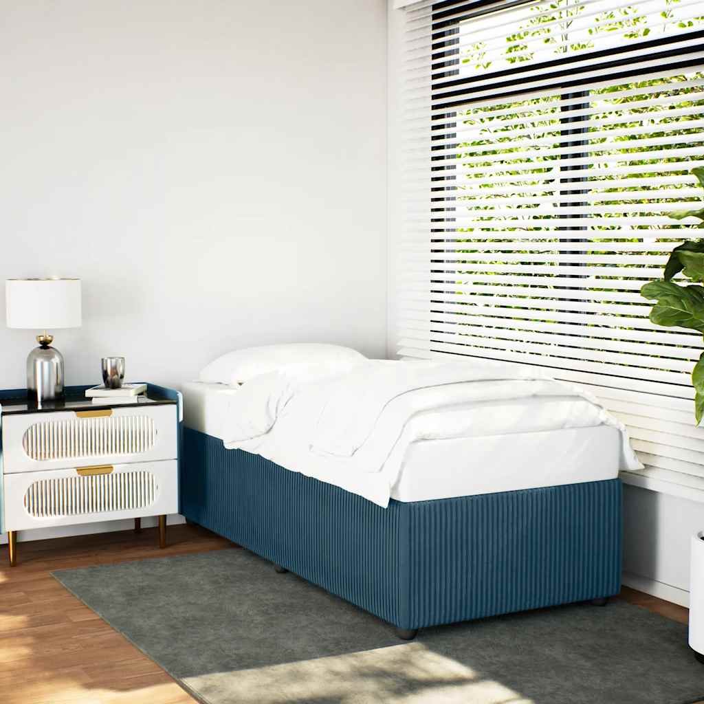 Bedframe fluweel blauw 80x200 cm – afbeelding 1