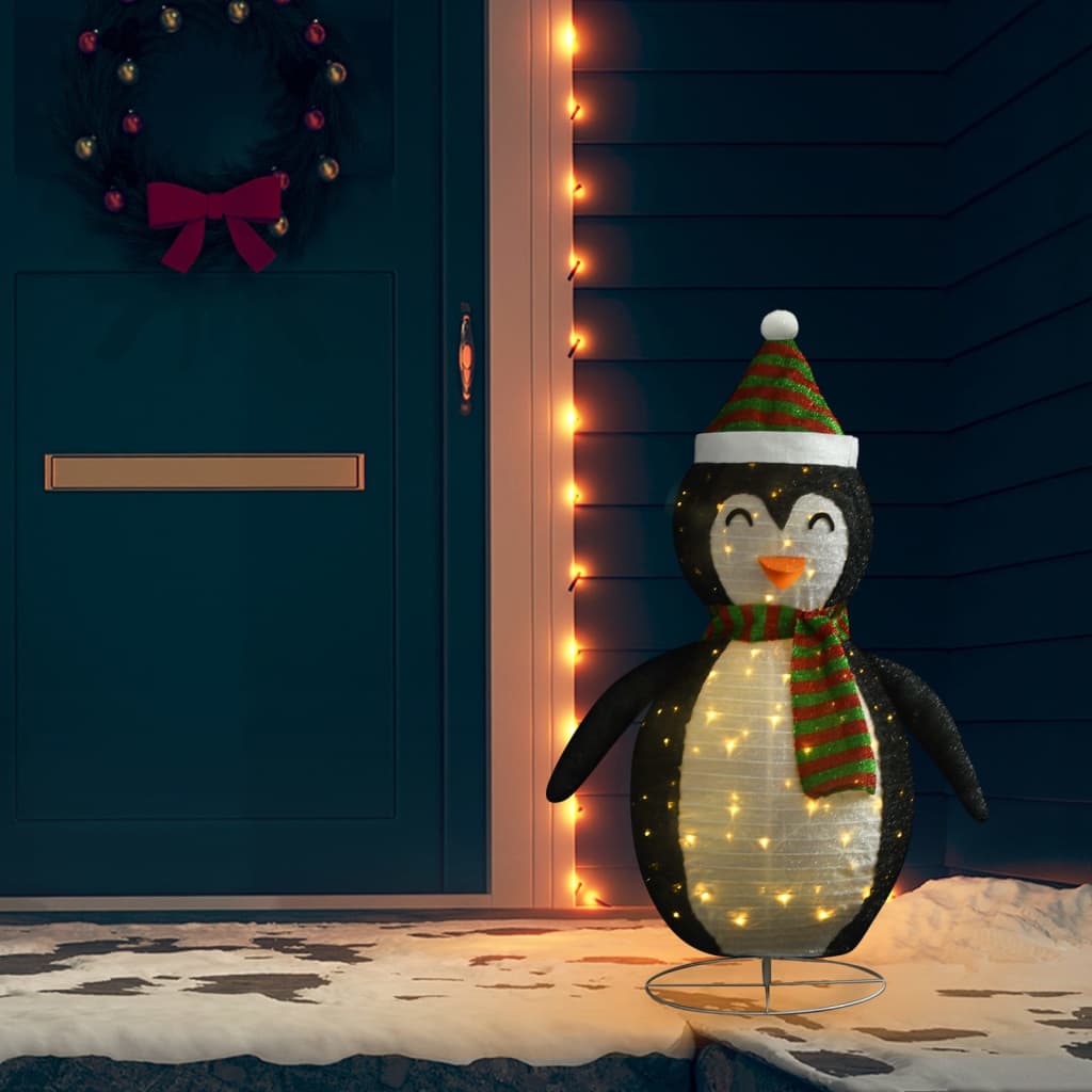 Kerstpinguïn decoratief LED 120 cm luxe stof – afbeelding 1