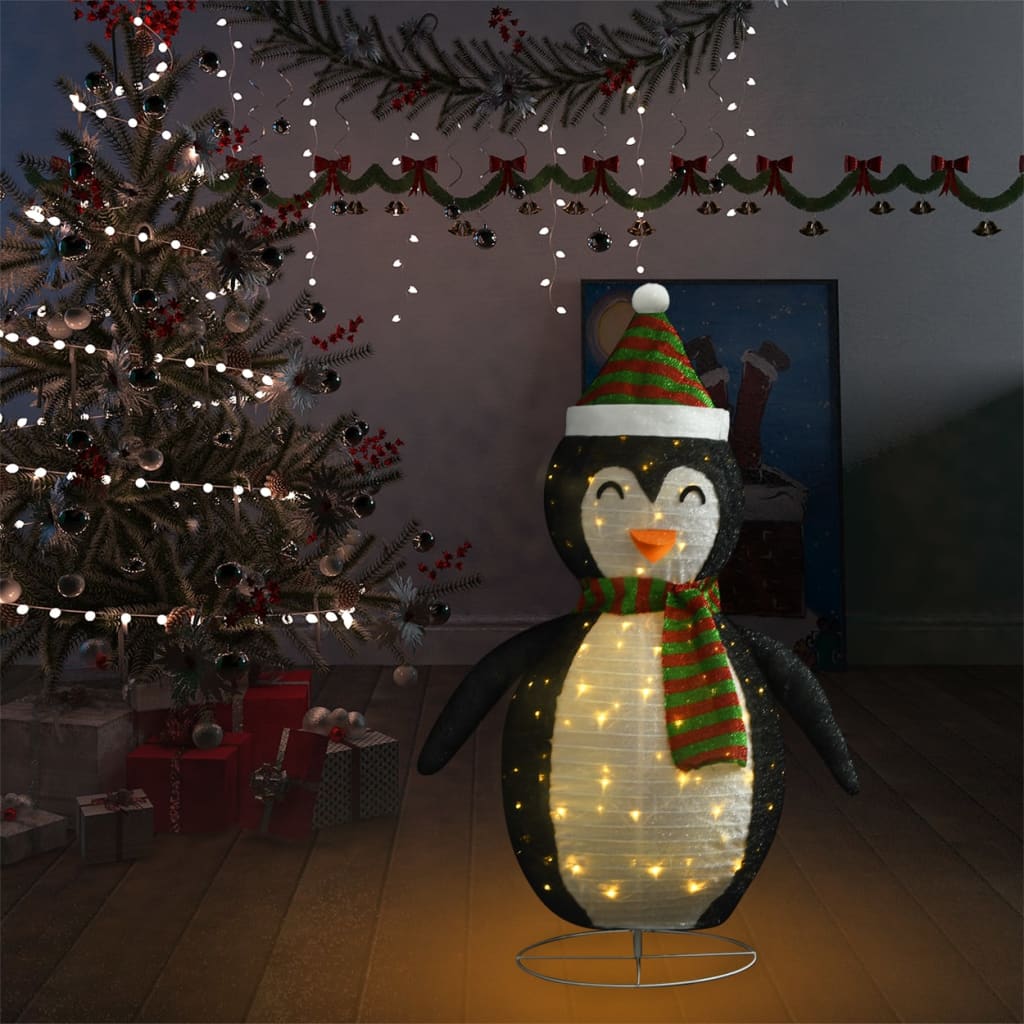 Kerstpinguïn decoratief LED 120 cm luxe stof – afbeelding 3