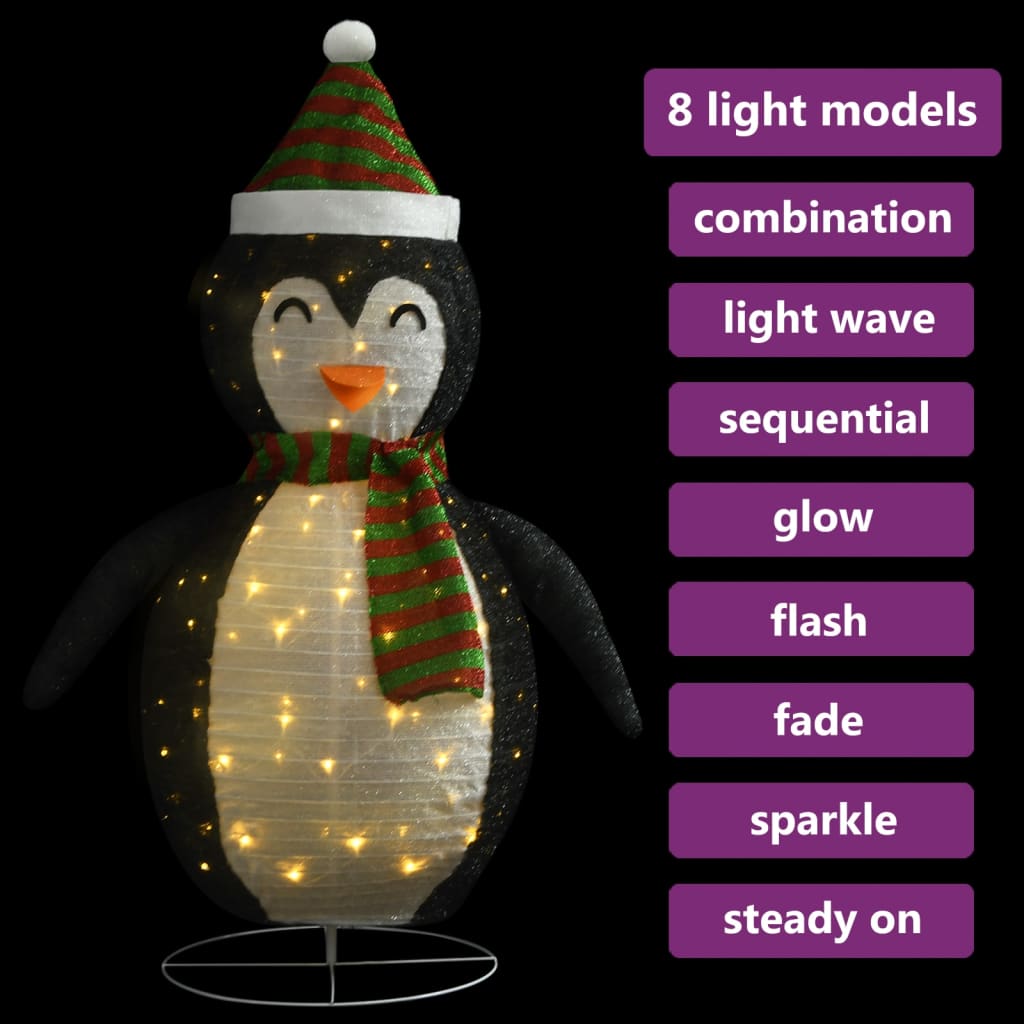 Kerstpinguïn decoratief LED 120 cm luxe stof – afbeelding 4