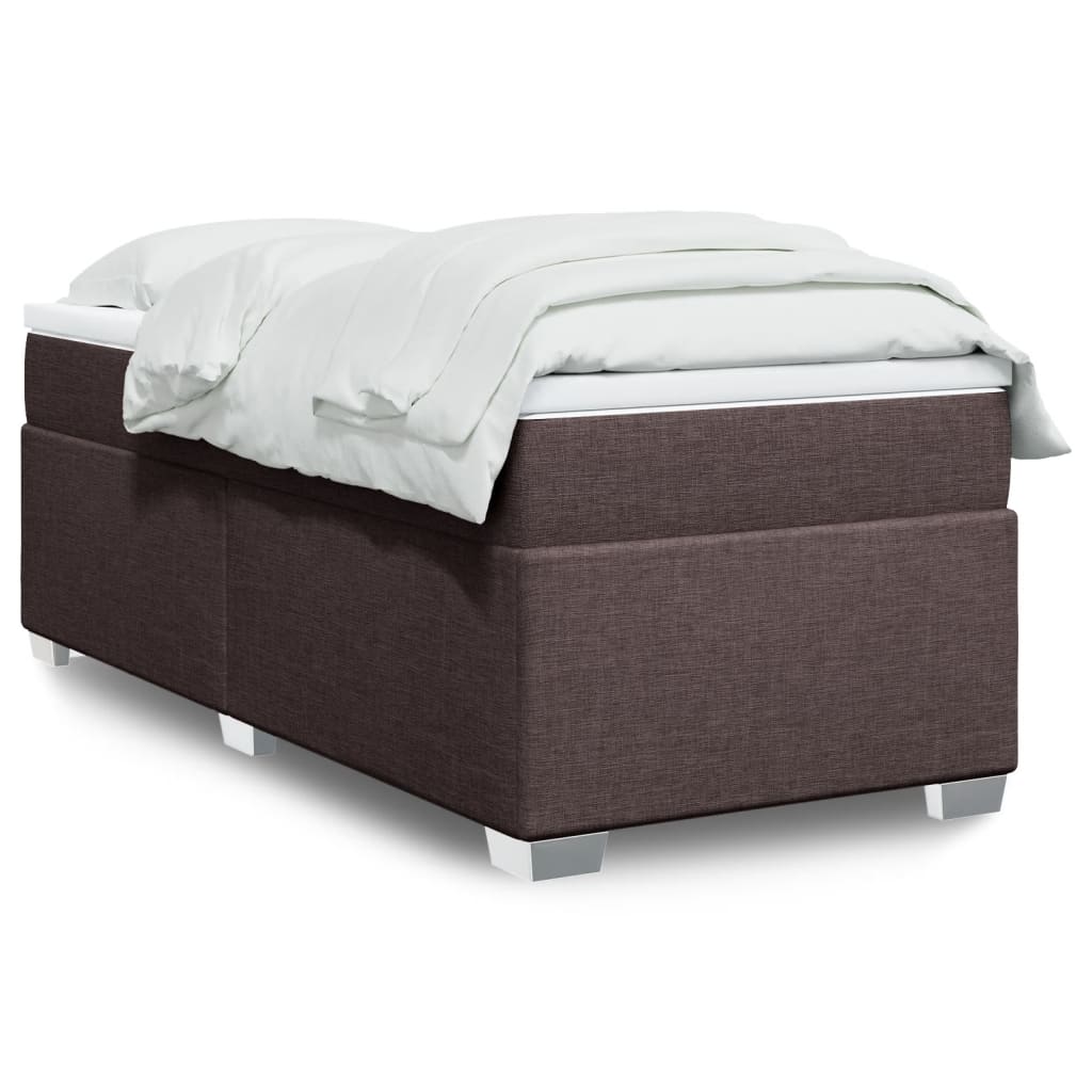 Boxspring met matras stof donkerbruin 90x190 cm – afbeelding 1
