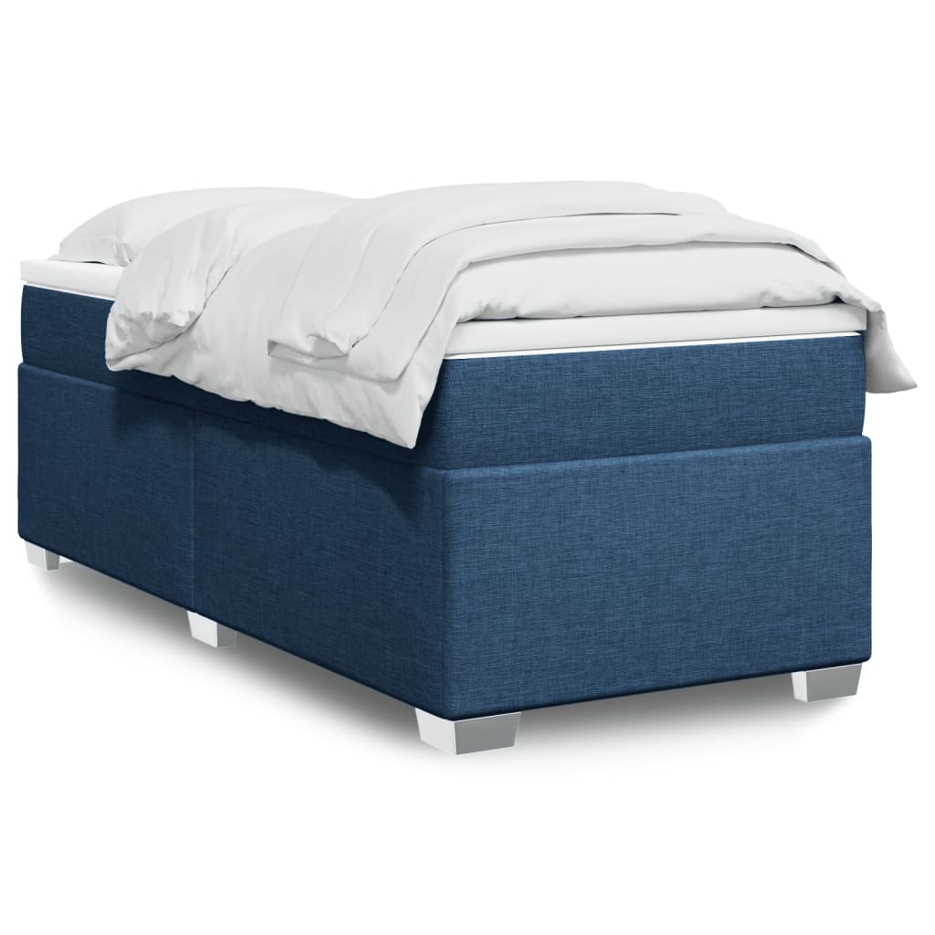 Boxspring met matras stof blauw 100x200 cm – afbeelding 1