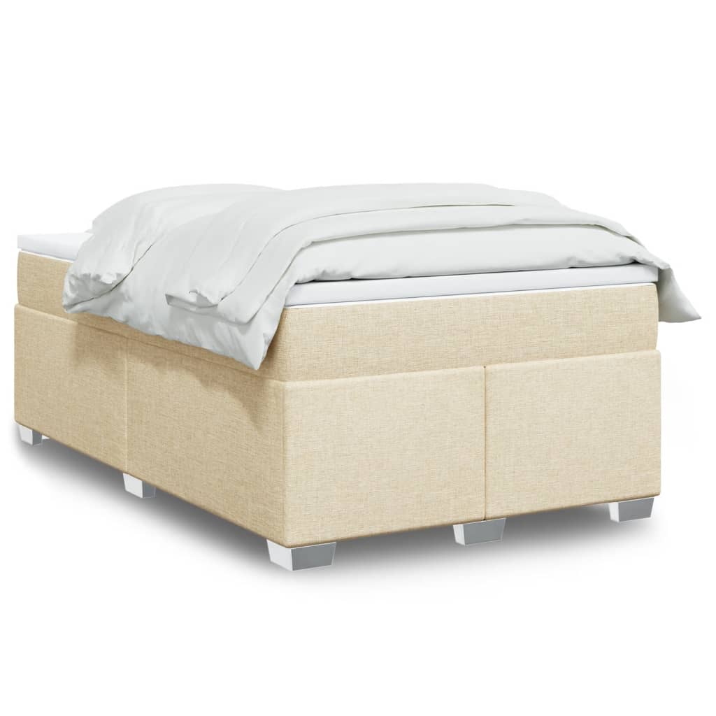 Boxspring met matras stof crèmekleurig 120x200 cm – afbeelding 1
