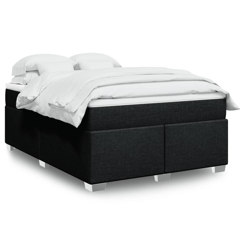 Boxspring met matras stof zwart 160x200 cm – afbeelding 1