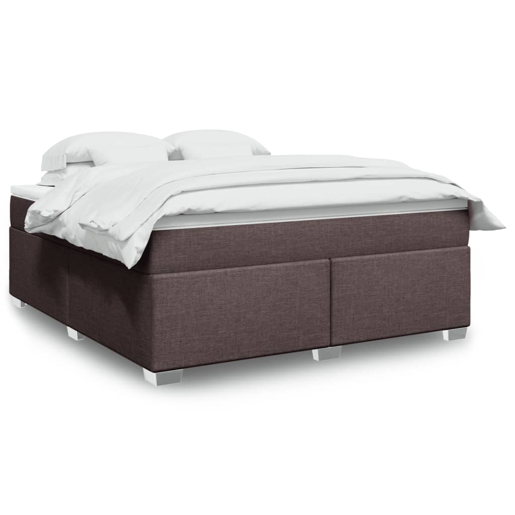 Boxspring met matras stof donkerbruin 180x200 cm – afbeelding 1