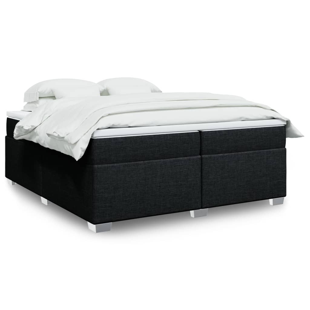 Boxspring met matras stof zwart 200x200 cm – afbeelding 1