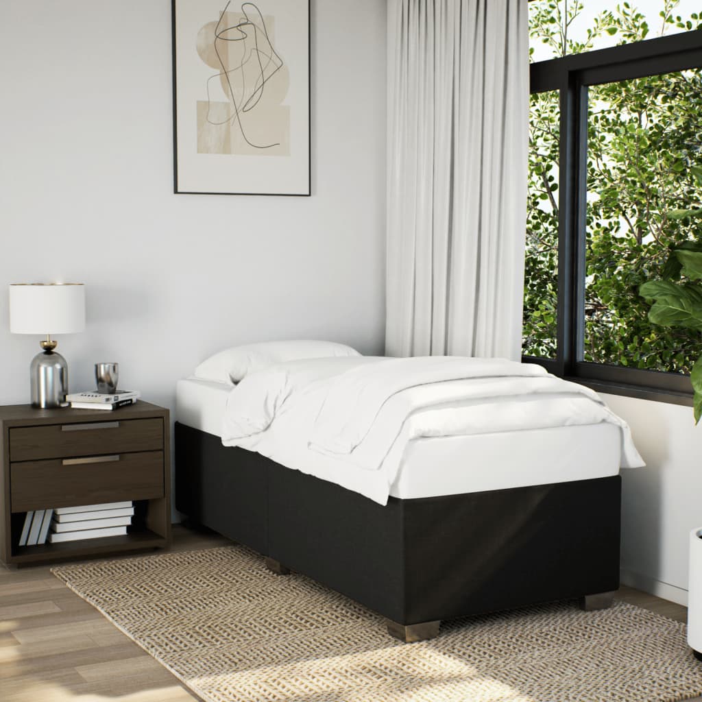 Boxspring met matras stof zwart 90x190 cm – afbeelding 1