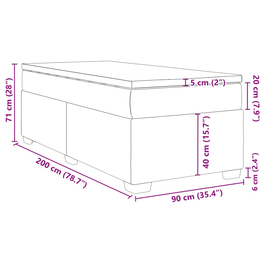 Boxspring met matras kunstleer grijs 90x200 cm – afbeelding 12