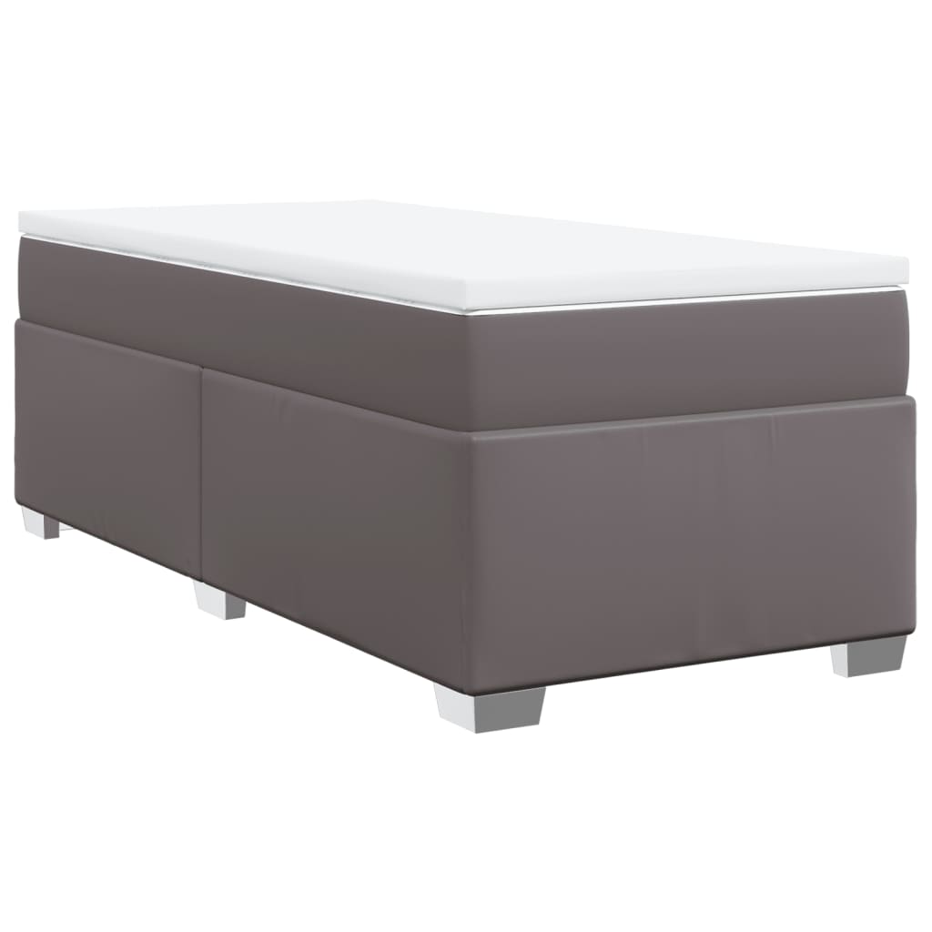 Boxspring met matras kunstleer grijs 90x200 cm – afbeelding 2