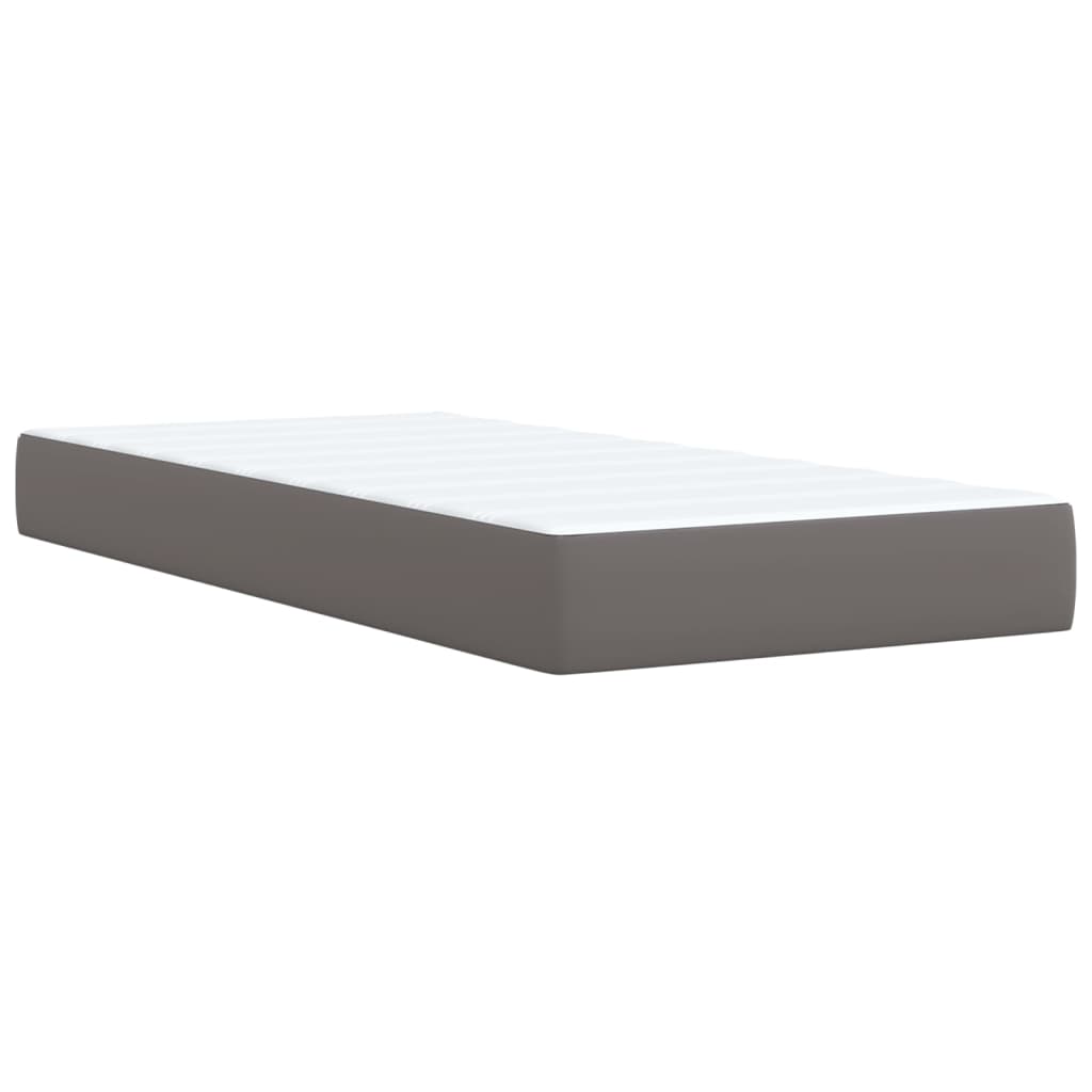 Boxspring met matras kunstleer grijs 90x200 cm – afbeelding 6