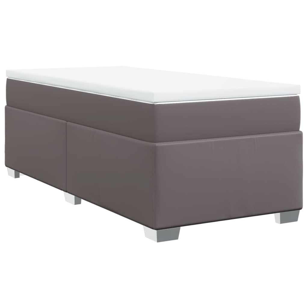 Boxspring met matras kunstleer grijs 90x200 cm – afbeelding 9