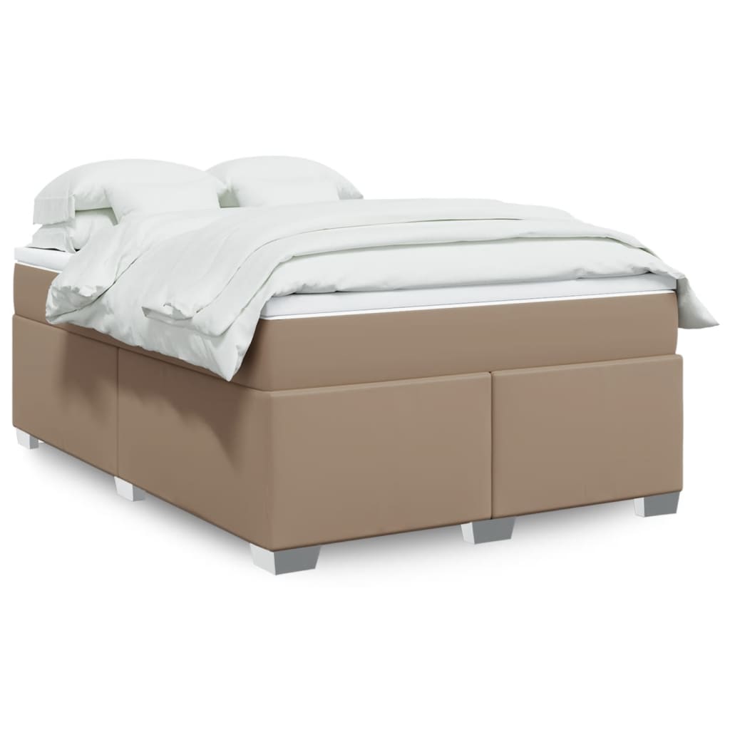 Boxspring met matras kunstleer cappuccinokleurig 140x200 cm – afbeelding 1