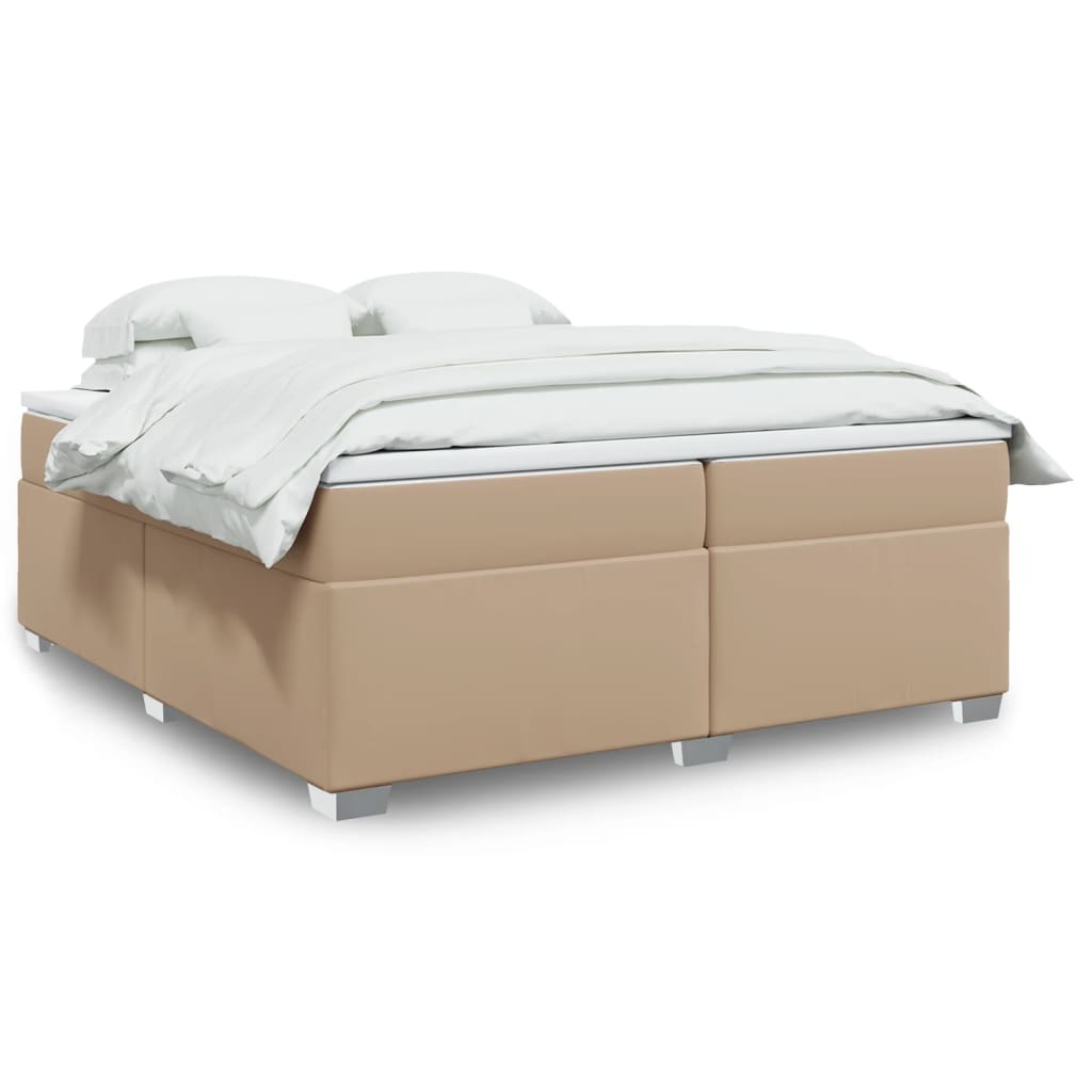 Boxspring met matras kunstleer cappuccinokleurig 200x200 cm – afbeelding 1
