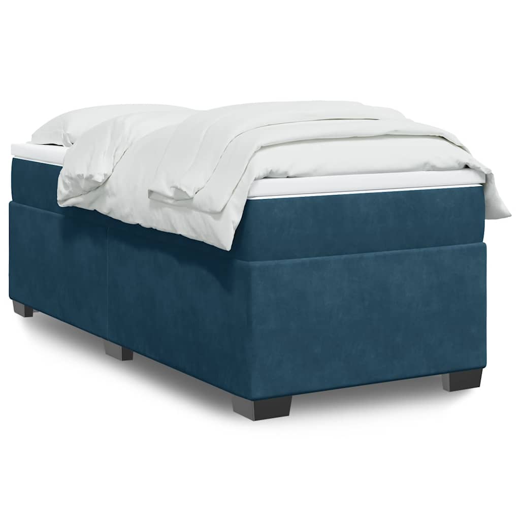 Boxspring met matras fluweel donkerblauw 90x190 cm – afbeelding 1