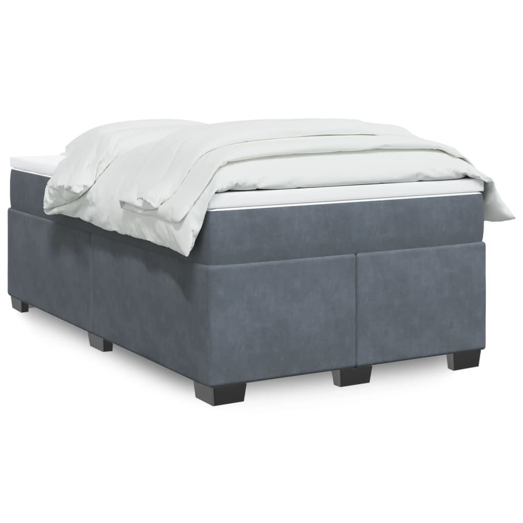 Boxspring met matras fluweel donkergrijs 120x190 cm – afbeelding 1