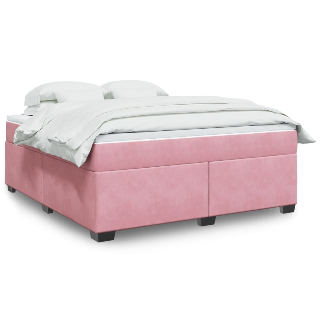 Boxspring met matras fluweel roze 180x200 cm – afbeelding 1
