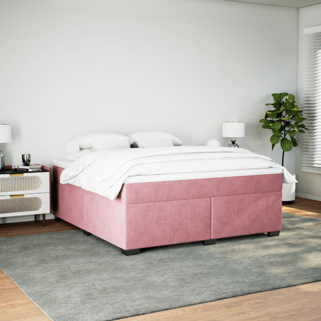 Boxspring met matras fluweel roze 180x200 cm – afbeelding 3