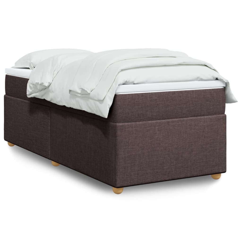 Boxspring met matras stof donkerbruin 90x190 cm – afbeelding 1