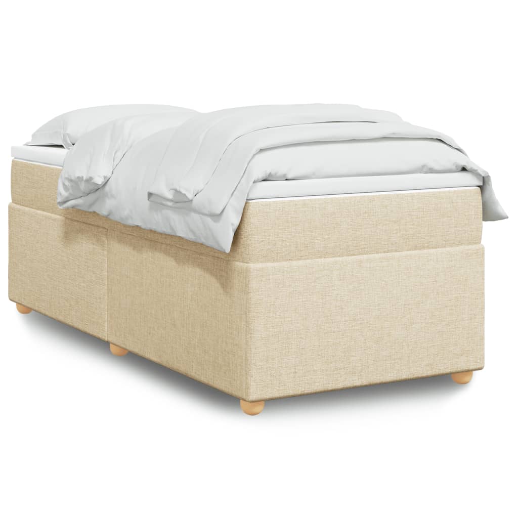 Boxspring met matras stof crèmekleurig 90x200 cm – afbeelding 1