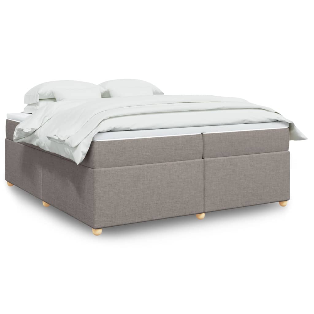 Boxspring met matras stof taupe 200x200 cm – afbeelding 1