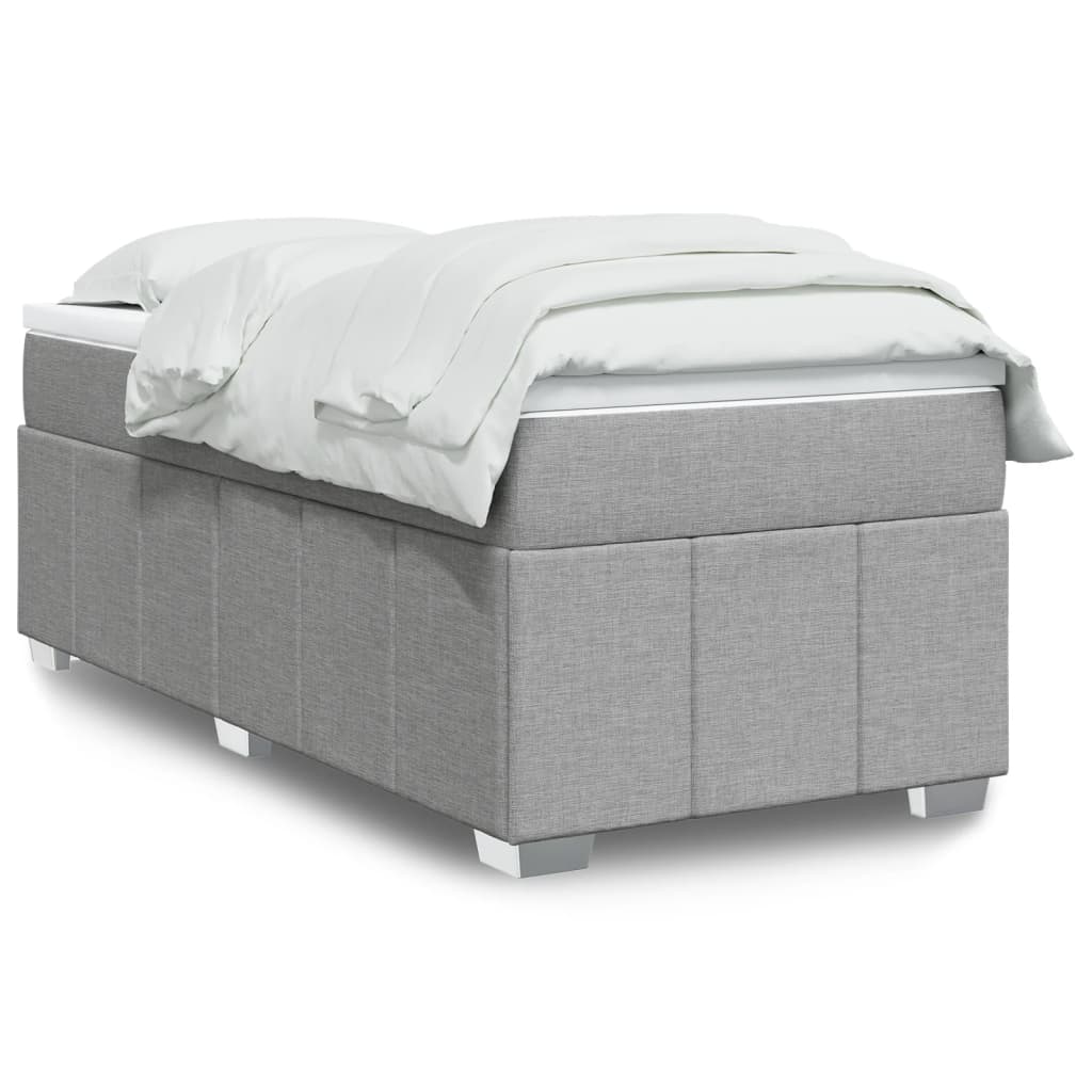Boxspring met matras stof lichtgrijs 80x200 cm – afbeelding 1