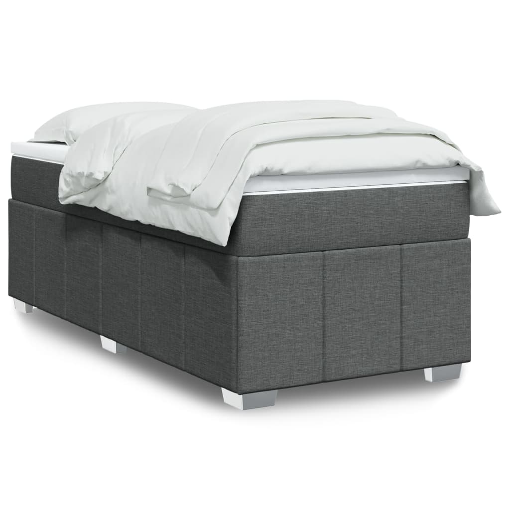 Boxspring met matras stof donkergrijs 80x200 cm – afbeelding 1