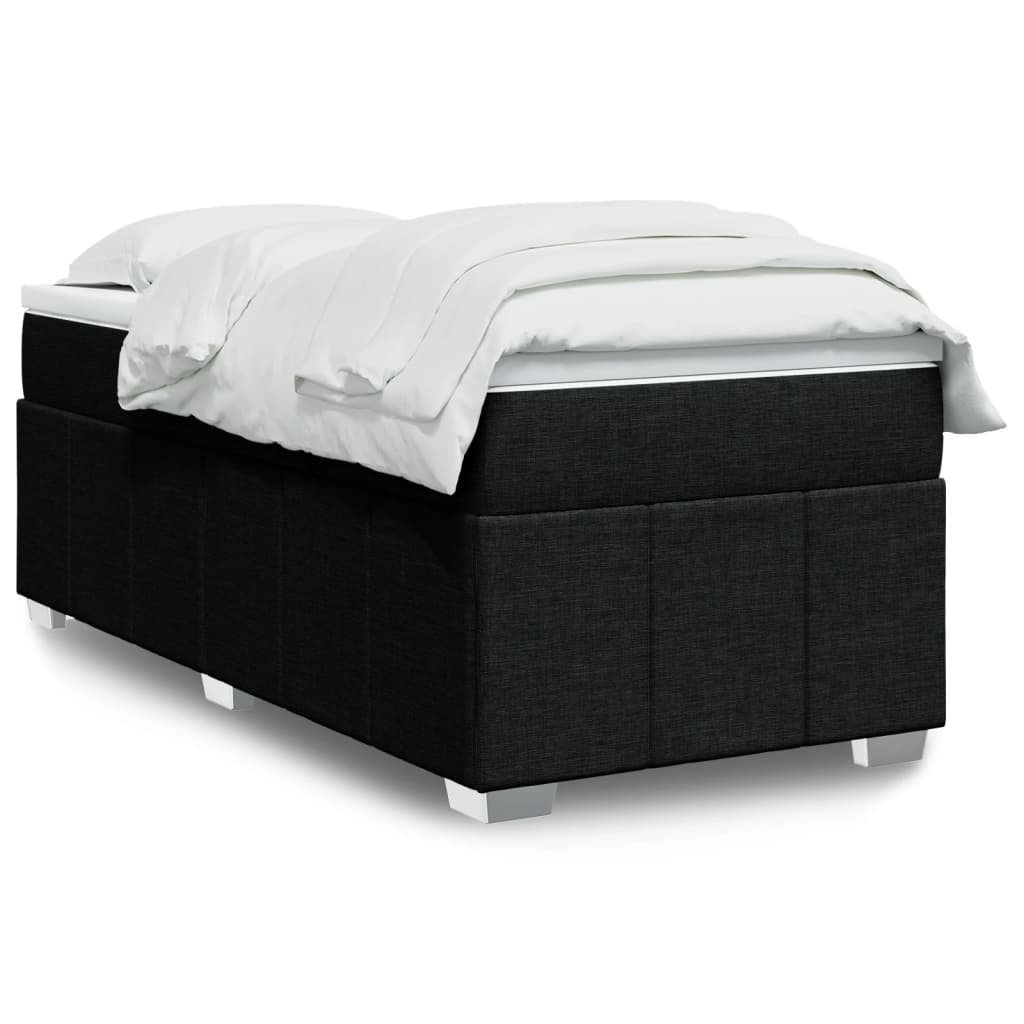 Boxspring met matras stof zwart 90x200 cm – afbeelding 1