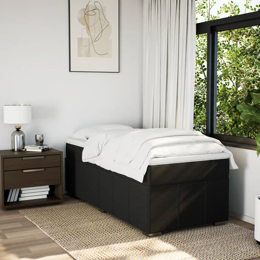 Boxspring met matras stof zwart 90x200 cm – afbeelding 3