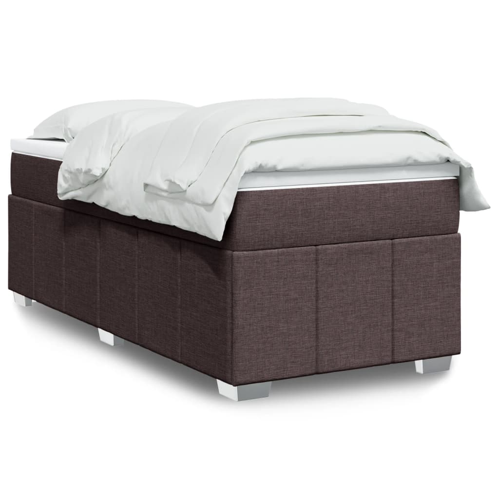Boxspring met matras stof donkerbruin 90x200 cm – afbeelding 1