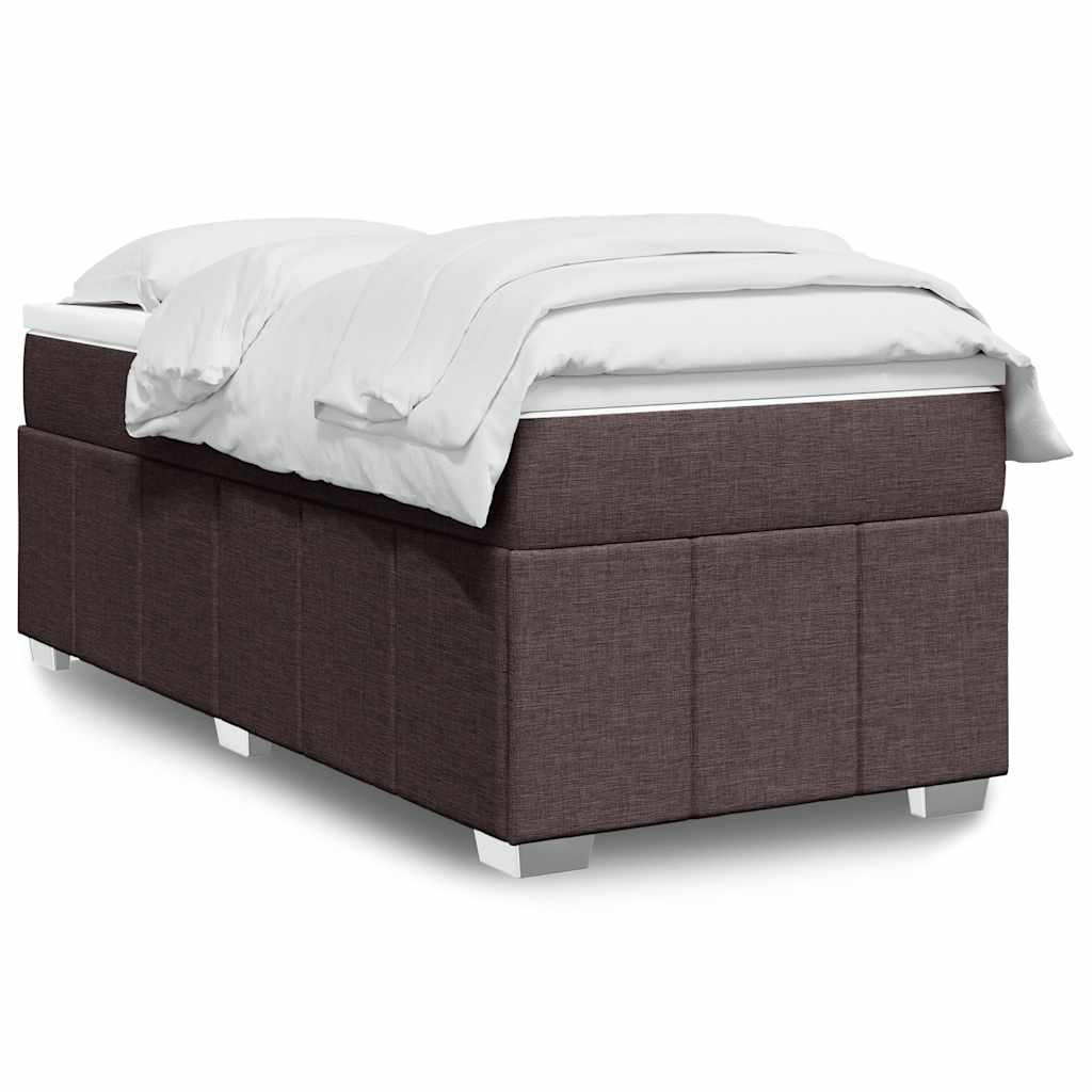 Boxspring met matras stof donkerbruin 100x200 cm – afbeelding 1