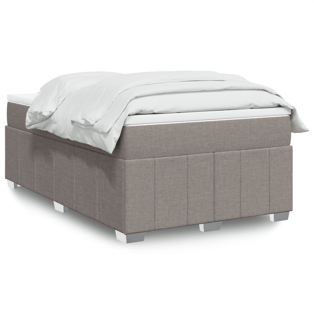 Boxspring met matras stof taupe 120x190 cm – afbeelding 1